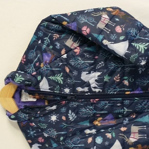 Disney Frozen Movie Girls Puffer Zip Up Jacket Working Zipper Excellent Size 4 - Picture 3 of 9